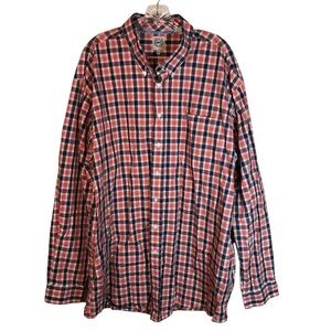 Cinch men’s button up plaid long sleeve shirt sz XXL blue red button down collar